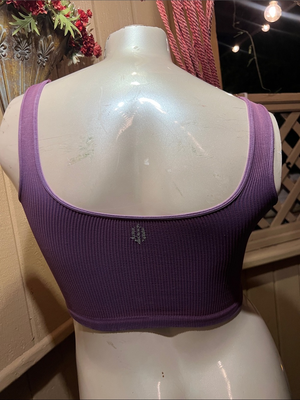 Free People Ribbed Scoop-Back Crop Tank - Lavender Purple